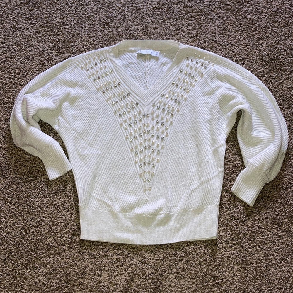 Beautiful New York & Company Sparkly Pearl Sweater
